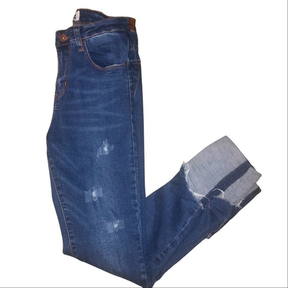 Monkey Ride Women’s Distressed Deep Cuff Skinny Jeans Size 5 - Picture 2 of 9